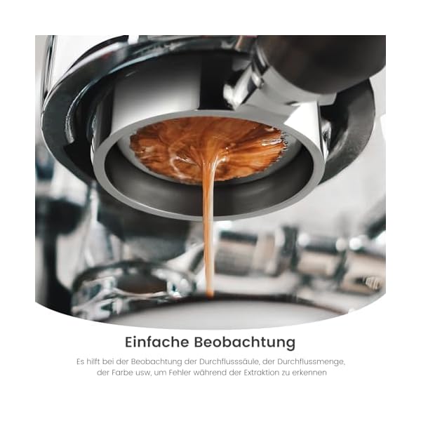HOLIHOKY Bodenloser Siebträger 54mm mit Edelstahl 304 Dosierring, Espresso Sage Siebträger Kompatibel mit Breville Barista Pro Express 870/878/880, Bottomless Portafilter 54mm mit Holzgriff – Bild 5