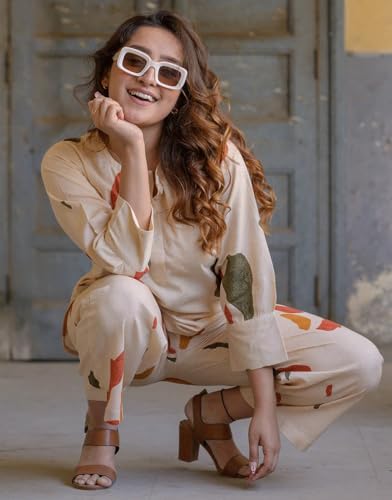 Image of FABNEX Stylish Printed Cotton Blend Co Ord Set for Women || Casual & Festive Indo-Western Outfit (K 125-127)