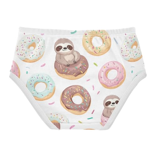 Wusikd Cute Cartoon Sloths Girls' Underwear Cotton Doughnuts Girls Briefs Soft Toddler Underwear 2T2