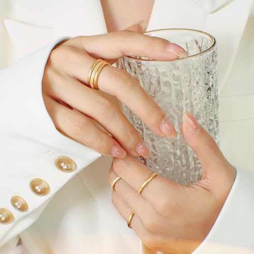 2mm Sandblasted Wedding Bands for Women,14k Gold Plated Titanium Steel Band Ring,Comfort Flat Ring Size 5-104