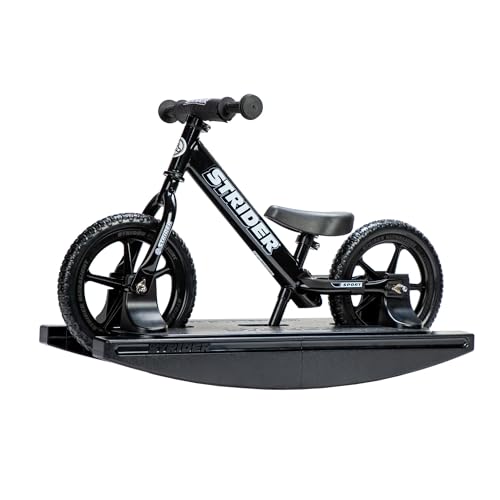 Strider Sport 2-in-1 Rocking Bike Black - Helps Teach Baby How to Ride a Balance Bicycle - for Kids 6 Months to 4 Years - Easy Assembly & Adjustments