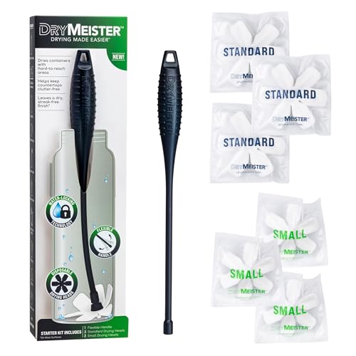 Image of DryMeister Starter Kit - Bottle Dryer Dries The Inside of Narrow Containers with Openings Greater Than 1.25" - Bottles, Vases, Carafes, Wine Glasses, Hydration Bladders - Reusable. 14" Long.