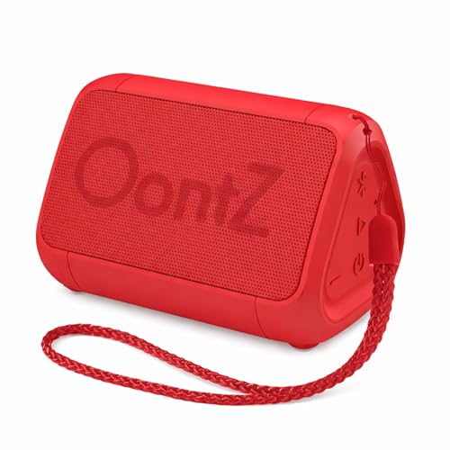 Image of OontZ Angle Solo Compact Bluetooth Speaker, 14-Hour Playtime, Red | Compact 5W Bluetooth speaker with clear sound, 100-ft range, IPX5, mic, AUX Input and USB-C Charging Cable.