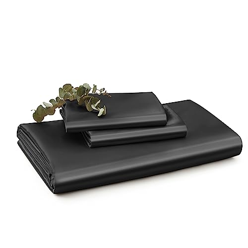 Vonty 3-Piece Silky Satin Duvet Cover Set Full/Queen Size Comforter Cover, Organic Natural 400Tc Black Duvet Cover Set - Luxury & Sexy Bedding Duvet Covers With Zipper Closure(No Comforter) #TOP4