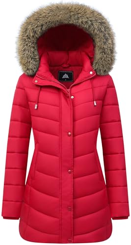 Women's Long Winter Puffer Coat Warm Thicken Fleece Lined Down Jacket Waterproof Detachable Hooded Parka