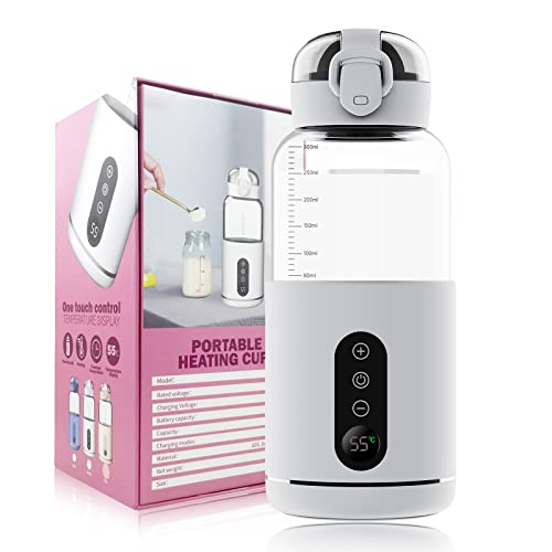 Image of Voraiya® Water Warmer Rechargeable for Formula, BreastMilk, Precise Temp Control, 300ml, Portable Instant Water Warmer for Travel, Smart Wireless Baby Flask for Car, Travel, Outdoor, Battery Powered