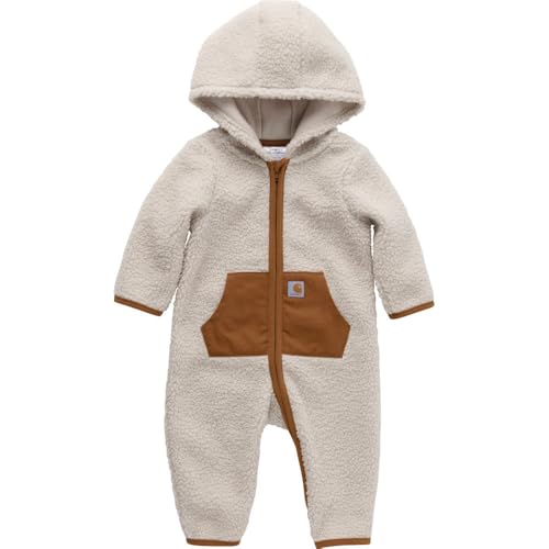 Image of Carhartt Kid's CM5408 Long-Sleeve Zip-Front Sherpa Coverall - 6 Months - Malt