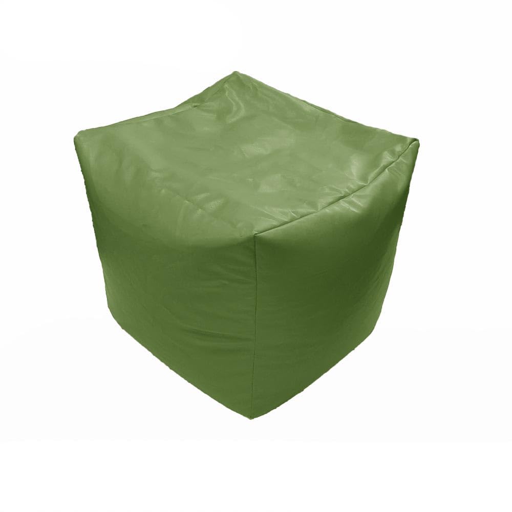 Cube Faux Leather Beanbag Pouffe Footstool Bean Bag Square Pouffe. Filling Included (Lime Green, Cube (45 x 45 x 45 cm))