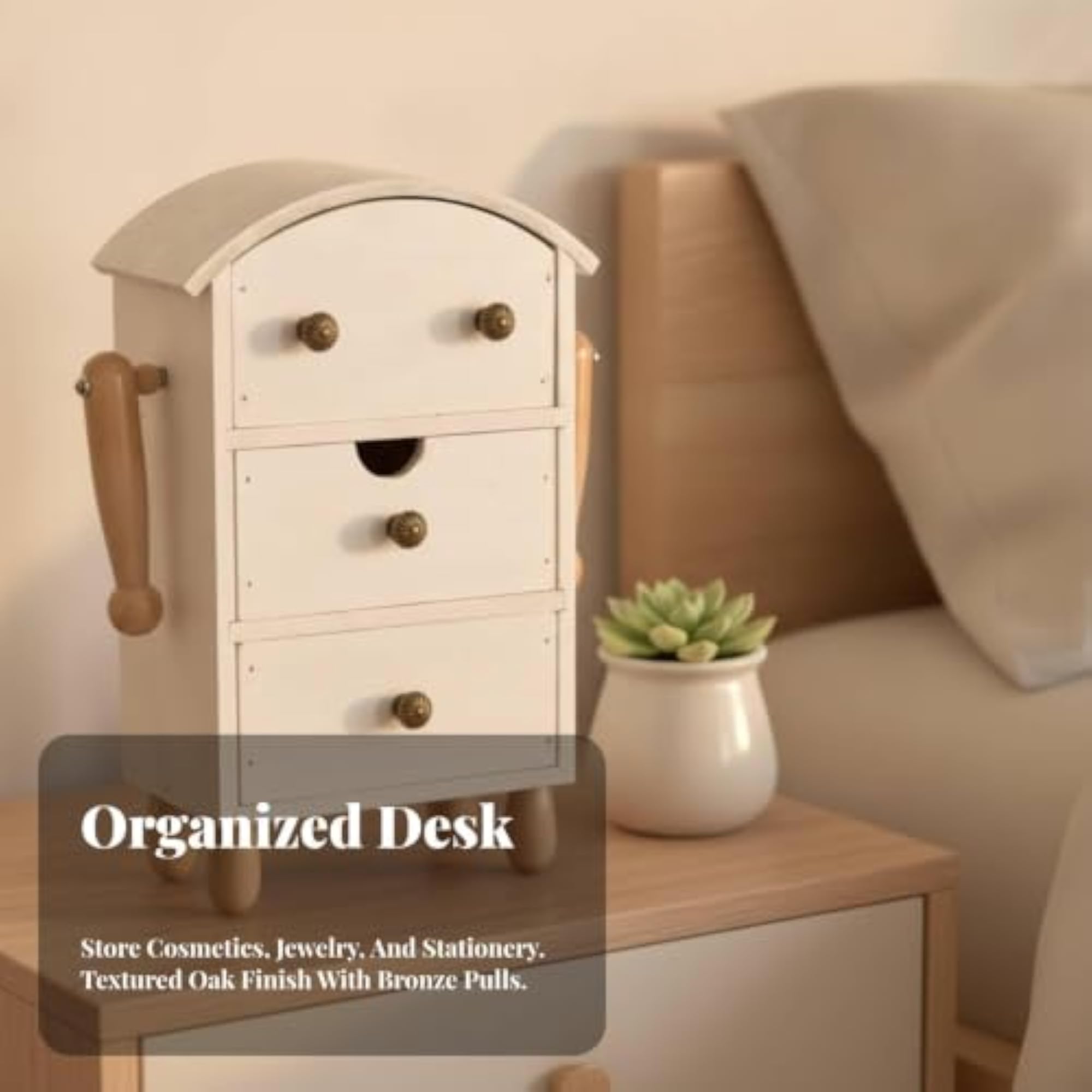 Compact Wooden Storage Cabinet with Side-Mounted Carry Handles