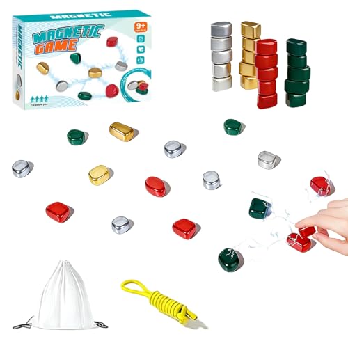 GREATRICH Colorido Juego Ajedrez Magnetico, 20 Piezas Juego de Imanes y Cuerda Portátil para Viajar, Juegos de Mesa 4 Años en Adelante, Set Magnético Familiar de Estrategia y Diversión