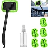 desin Car Windshield Cleaning Tool, Windshield Cleaner with 5 Washable and Reusable Microfiber Pads and Extendable Handle, for Auto Glass Wiper (Green)