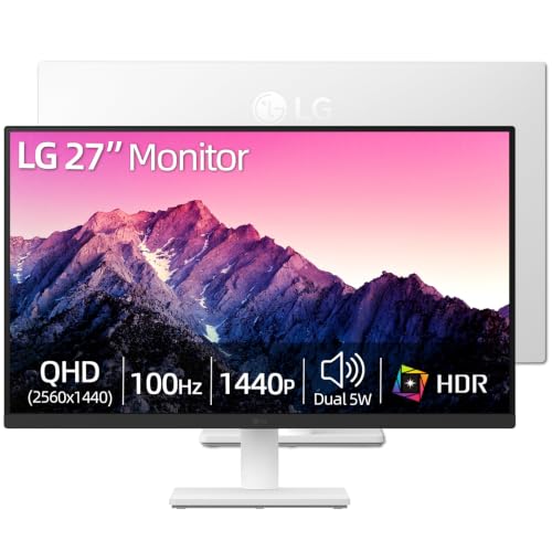 Image of LG 27 inch Computer Monitor, 4K UHD IPS Display with HDR10 and 90% DCI-P3 Color Gamut, 3-Side Virtually Borderless Design, Anti-Glare, Reader Mode, Flicker Safe, and Tilt Adjustable Stand - White