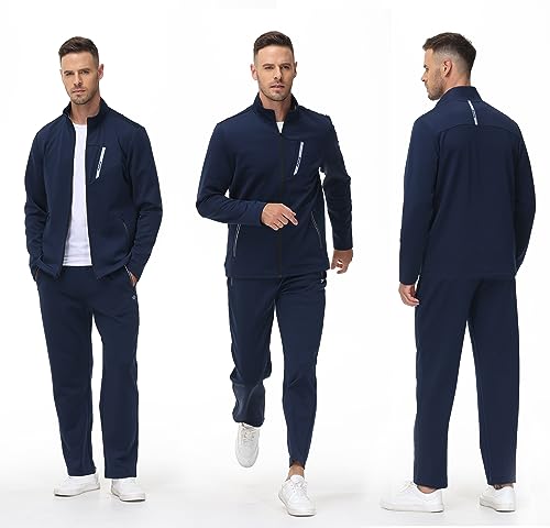 Image of MoFiz Mens Tracksuit Jogging Sports Sweatsuit Comfortable Outfits Casual Athletic Pants Full zip Jacket 2 Piece