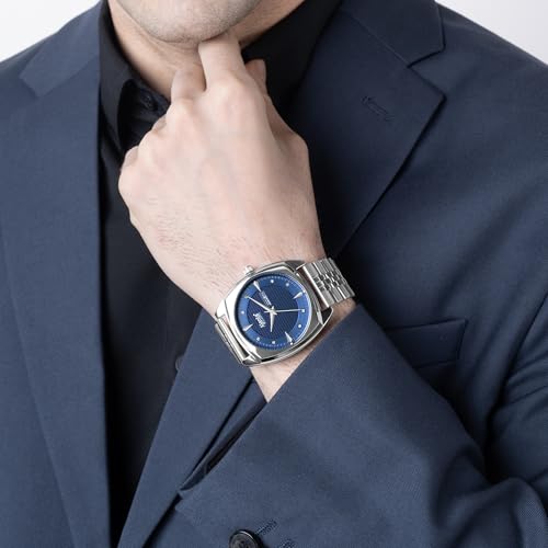 Image of Ajanta Quartz Analog Watch for Men | Stainless Steel Bracelet | Round Dial with Square Case | Classic Formal Wrist Watch | Office Wear|AWC132ESG