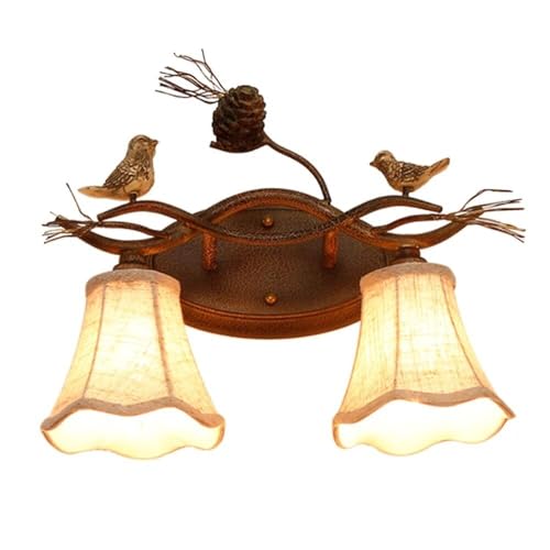 Applique oiseau rétro luminaire mural en résine et tissu 3 feux