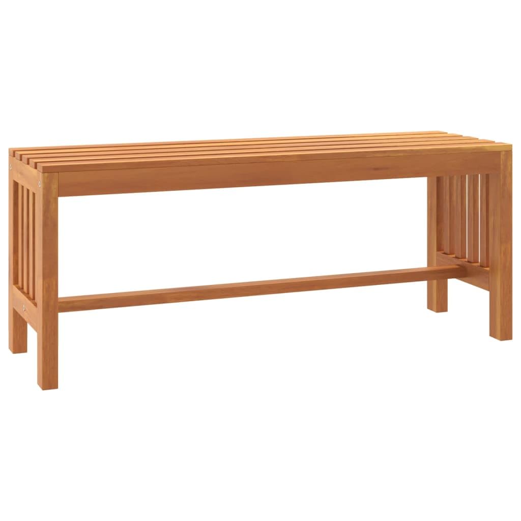 Ławka ogrodowa z litego drewna eukaliptusowego, 110 cm, ławka do siedzenia z litego drewna ze stelażem, drewniana ławka do ogrodu, na taras, balkon, obciążenie do 110 kg