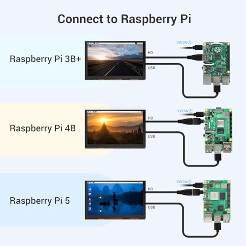 Image of ELECROW 5 Inch Touchscreen Monitor for Raspberry Pi, 1024X600 IPS HD Capacitive Touch Screen Display with Acrylic Stand, Plug and Play, Compatible with Raspberry Pi 5 /4 /3, Banana Pi, Jetson Nano