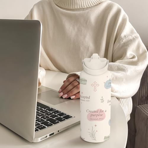 Christian Water Bottle 32oz Stainless Steel Insulated with Lid, Inspiration Gifts for Women, Religious Gifts for Mom Friends Ladies Sisters on Birthday Mother's Day Christmas by SANDJEST - Image 6