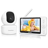 Video Baby Monitor with Remote Pan-Tilt-Zoom Camera and Audio, 1080P HD 5' Large Screen, Infrared...