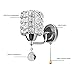 Modern Wall of Crystal Light Pendent Lamp Shiny Gorgeous Bedroom Sconce Lighting Fixture with Pull Cord Switch, /E27 Socket,