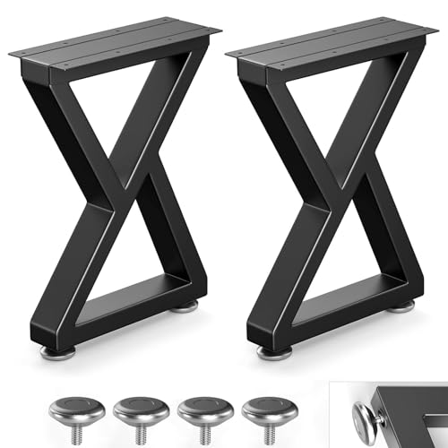Likapop 16" Metal Bench, Desk and Coffee Table Legs, Heavy Duty Furniture Legs, Black End Table Legs (H16 x W11.8, Set of 2)