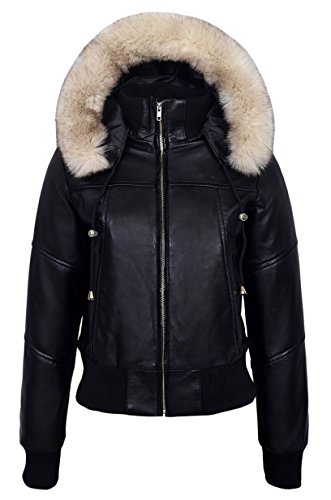 Blouson en cuir noir femme avec capuche pour un style urbain quotidien