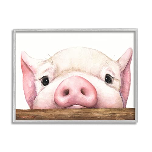 Stupell Industries Sweet Pink Pig Resting Snout Farm Animal Illustration, Design by George Dyachenko