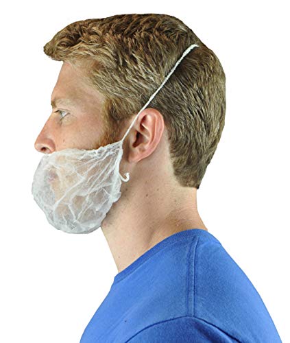 Disposable Beard Nets Spun-Bonded Polypropylene 100 Pack, White