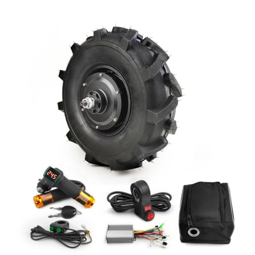 14 Zoll 500W Elektrischer Trolley Low Speed Getriebe Motor Rad Landwirtschaftsreifen 14x5.00-6.5 mit Controller Drosselklappe 3 Gang Schalter für elektrische Schubkarre (key throttle kit, 24V500W)