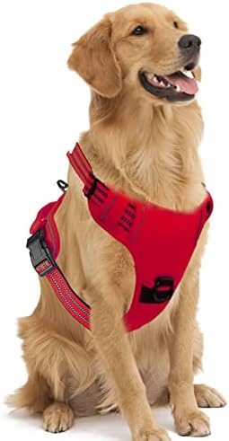 SK Depot Dog Harness Chest 15.7"-27.6" No-Pull Pet Harness with Leash Clips, Adjustable Soft Padded Dog Vest Harness, No Choke Pet Oxford Vest Easy Control Handle for Medium to Large Dogs (S, Black)