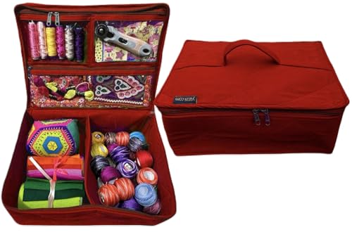Image of All Purpose Storage Tote Bag - Quilting, Sewing,Knitting, Portable, Multifunctional - Red