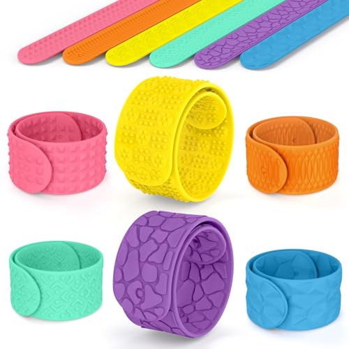 ddLUCK Fidget Toys Sensorik Silikon Textur Schnapparmband für Autismus, ADHS, Angst, Stressabbau, Sensory Reisespiele Anti Stress Slap-Bänder Spielzeug für Kinder ab 3 Jahren und Erwachsene (6 Stück)