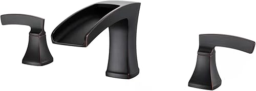 Miniatura 1 de Grifo de bañera romana de bronce frotado con aceite, grifos de baño de latón de 3 agujeros con 2 asas