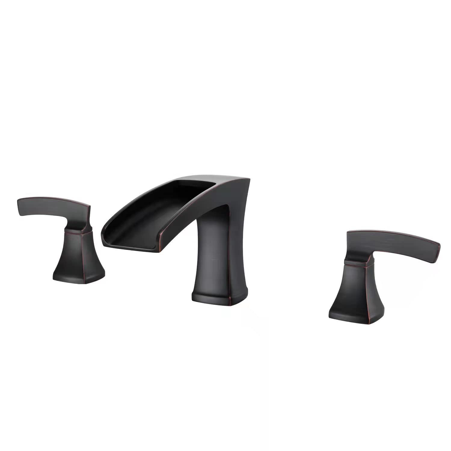 Roman Tub Filler Waterfall Tub Faucet Oil Rubbed Bronze Deck Mount Bathtub Faucets 3 Hole Brass Bathroom Faucets with 2 Handles