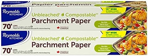 Reynolds Kitchens Unbleached Parchment Paper/12 inches x 70 feet 2-Pack/Parchment Paper Roll/Baking Paper/Compatible as Air Fryer Liners