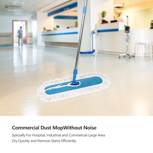 Image of 36 inch Commercial Dust Mop, MEIBEI Dust Floor Mop with Cotton mop Head, Dust Mop for Hardwood Floors with Long Handle, Industrial Dust Mop for Factory, Shopping Mall, Garage, Company, Hotel (36*5 inch)