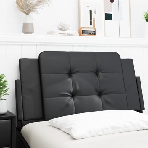 Mangloder Coussin de tête de lit Zadar Noir Similicuir 100 cm rembourré Mousse Design Moderne capitonné pour Chambre Adulte Enfant Confort Dossier Lecture Fixation Murale