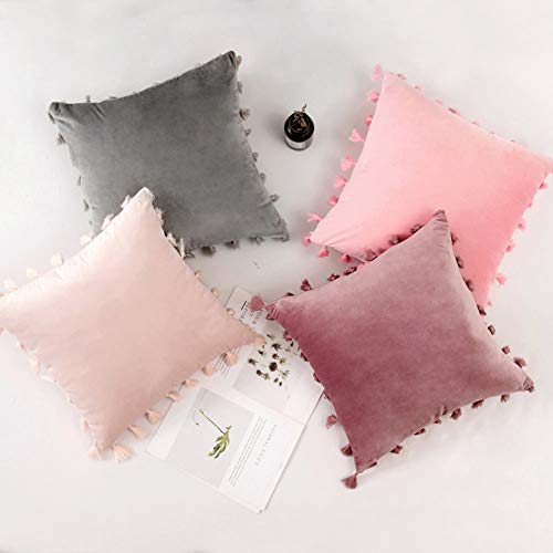 Housse de coussin velours doux gris de qualité premium pour lit