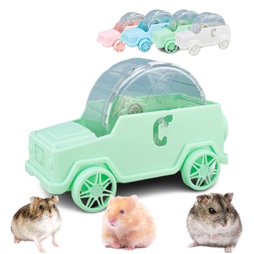 小動物用ホイール 回し車 小動物用 車型ハムスター回し車 静音 安全 ペット ハムスター パンダマウス シマリス デグー モモンガ ヤマネ (M,グリーン)