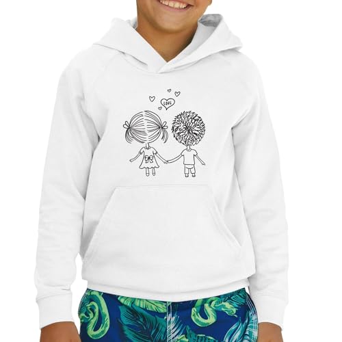 Sweat à capuche enfant Love idée cadeau illustration couple cœur - 2