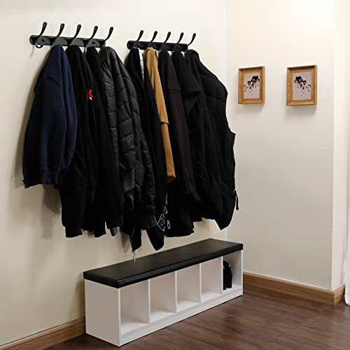 Skoloo Coat Rack Wall Mount - Modern, Metal Wall Coat Rack With 5 Hooks, Sturdy Wall Hook Rack Rail For Hanging Coat, Jacket, Clothes, Hat, Matte Black #TOP1