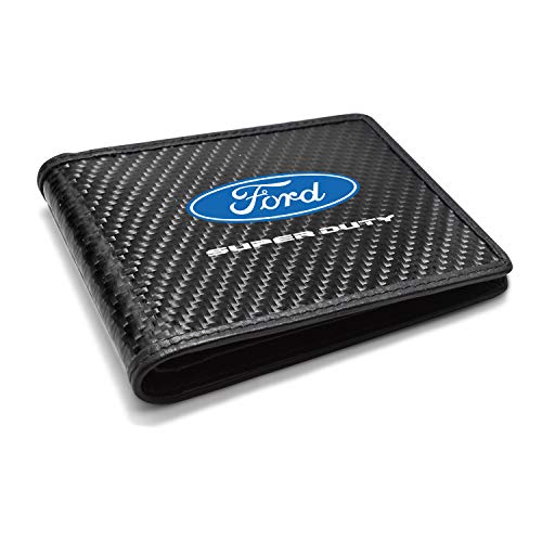 for - Ford Super-Duty Black Real Carbon Fiber Leather RFID Blocking Bi-fold Wallet2