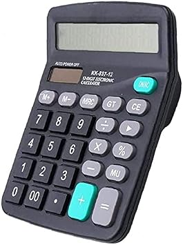 12 Digit Desk Calculator Jumbo Big Buttons Solar Desktop Financial Business Accounting Tool Black 1Pc