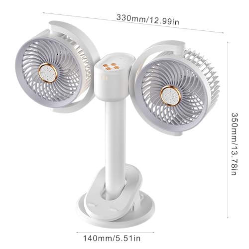 Ventilateur de bureau portable à clip veilleuse USB angles réglables pour PC - 7