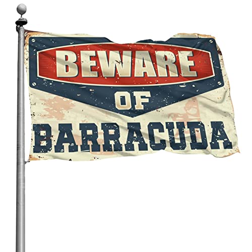 Man Cave Rules Beware Of Barracuda Flag Funny Home Decor �j�̎q�����̑���(152X244CM)