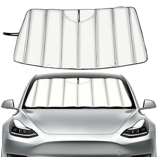 Tesla Model 3 2024–2026フロントガラスサンシェード 車種専用 車 フロント 車用サンシェード 遮光 断熱 UVカット 紫外線対策 車中泊 カスタム パーツ 日除け 折り畳み式 収納袋付き