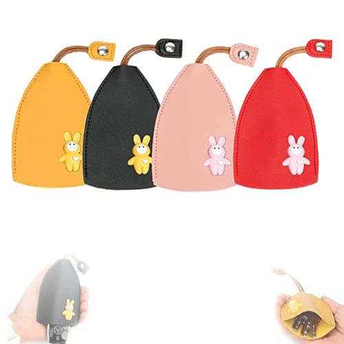 4 Pièces Etui a Clef, Porte Cle, Etui a Cle Cuir, Porte clef Voiture, Etuis Porte-Clés, Porte-Clés, Sac de Protection Porte-Clés Grande Capacité (Modèle Lapin 4 Couleurs) Cover