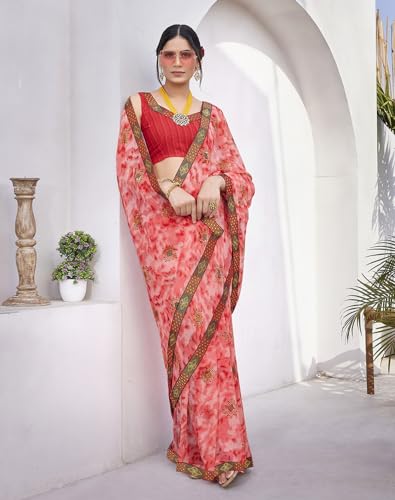 Sari georgette fluide pour célébrer vos festivals et mariages indiens