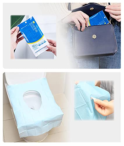20 Pcs Extra Large 23.6 Inch x 15.8 Inch Blue Disposable Toilet Seat Covers Individually Wrapped Travel Essentials, for Public Restrooms Airplane Camping (blue, 20pcs)