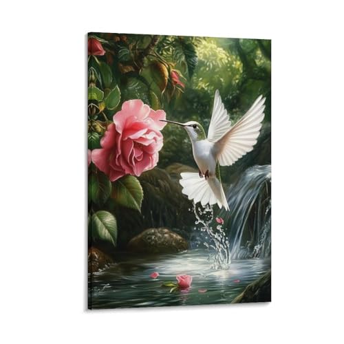Peinture sur toile colibris 50x75cm décoration murale maison